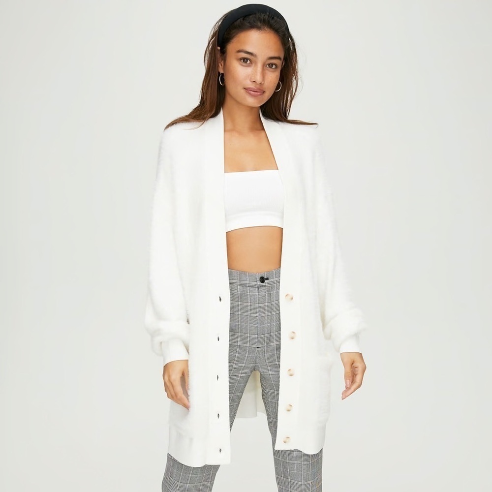 Aritzia Sunday Best Kitten Cardigan- Soft Fuzzy Long Cardigan- Size XS
